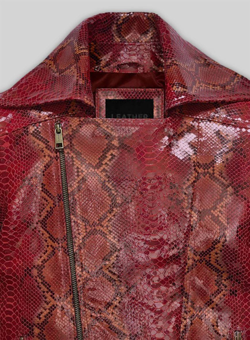 Bold Red Python Leather Jacket # 228 - Image 3