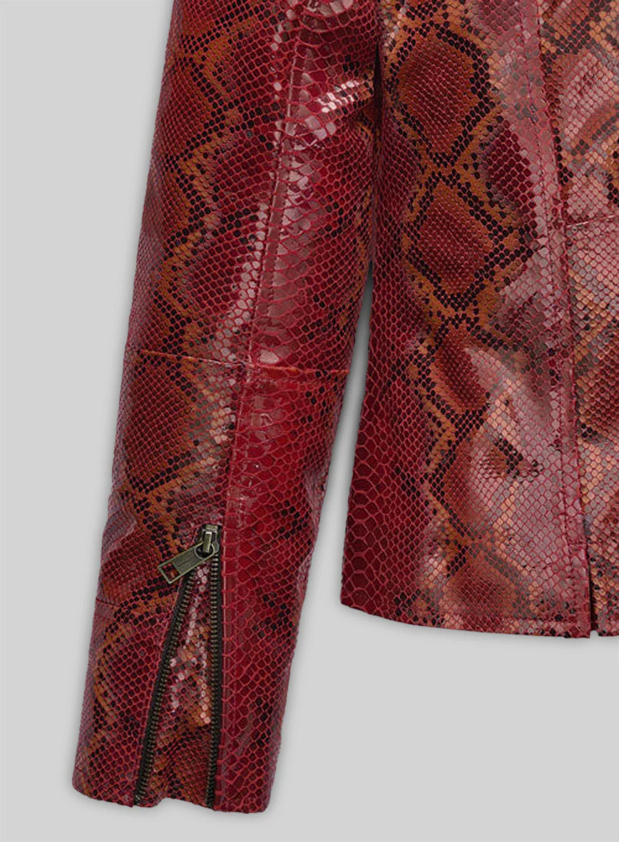 Bold Red Python Leather Jacket # 228 - Image 4