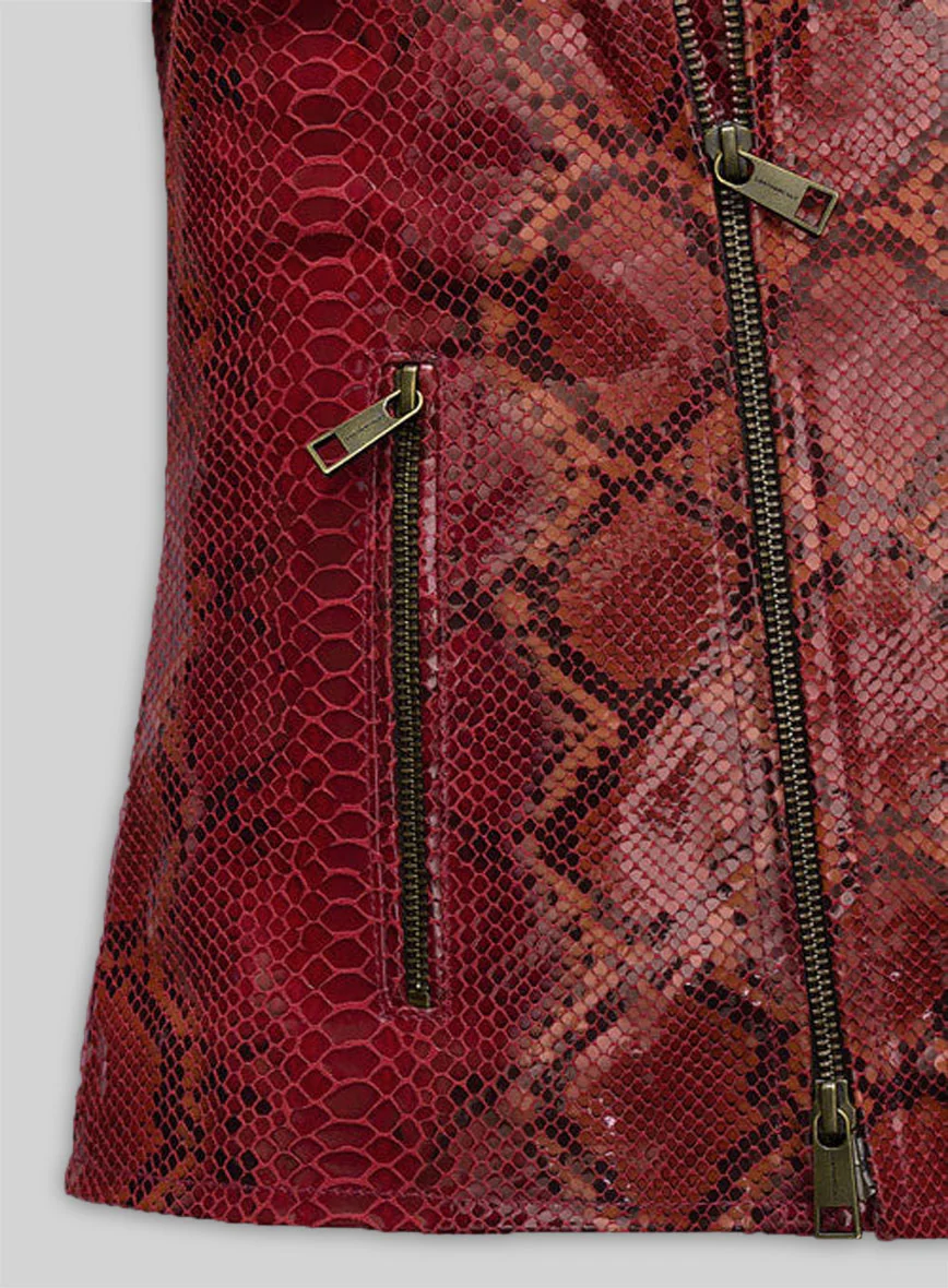 Bold Red Python Leather Jacket # 228 - Image 5
