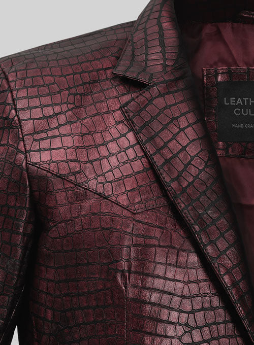 Croc Antique Rose Western Leather Blazer - Image 4