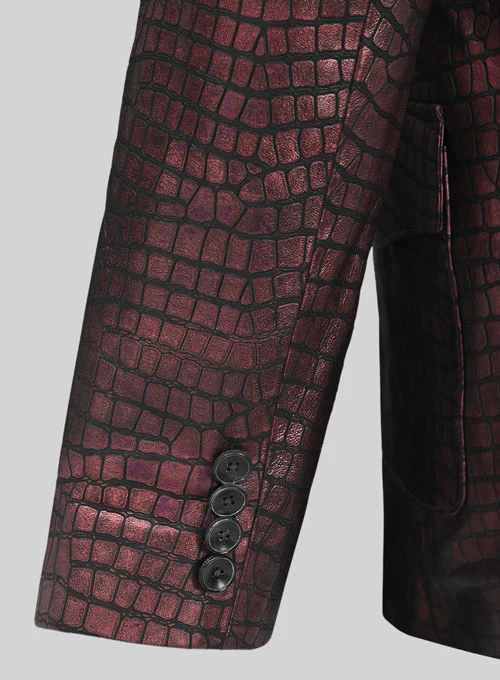 Croc Antique Rose Western Leather Blazer - Image 5