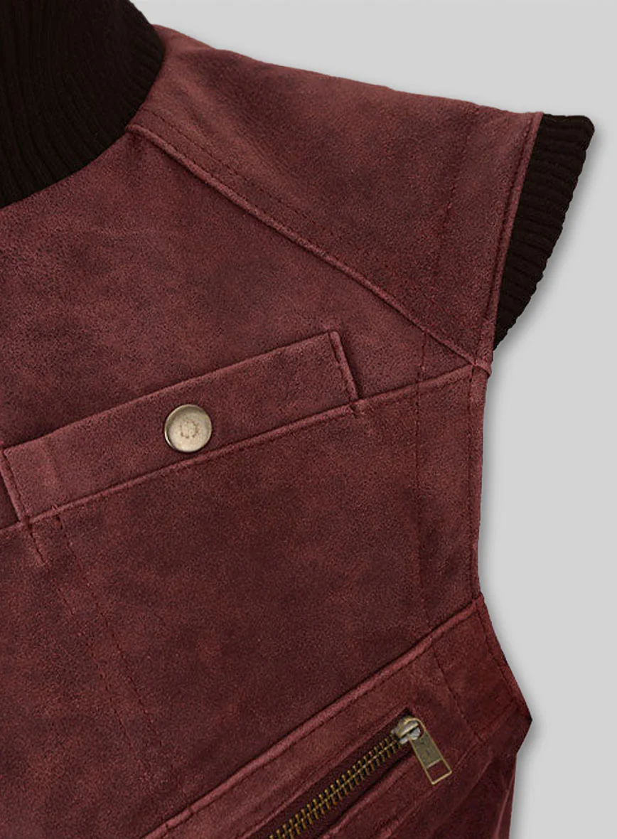Dark Vintage Red Leather Biker Vest # 314 - Image 3