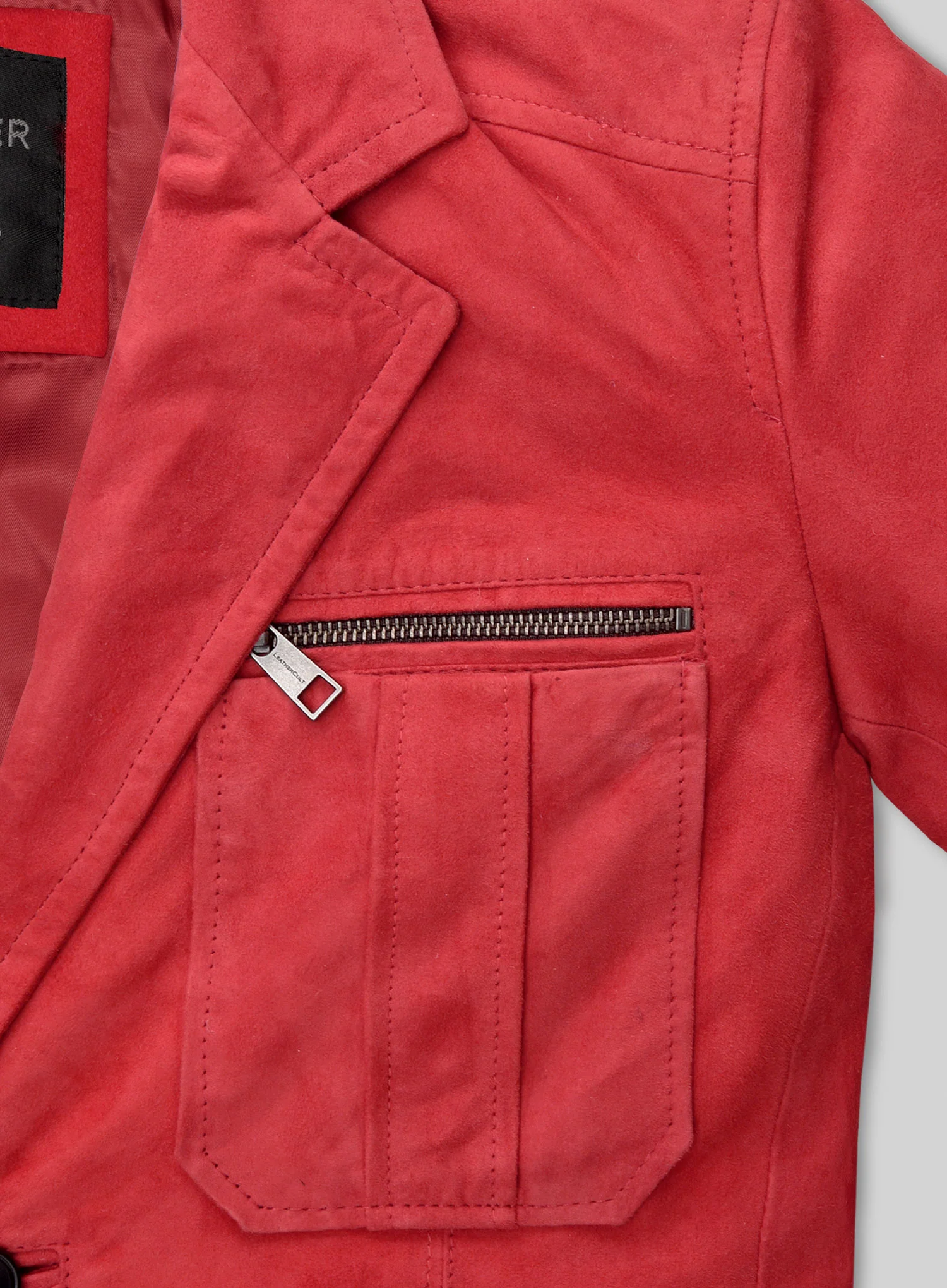 Lava Red Suede Leather Blazer - # 125 - Image 4