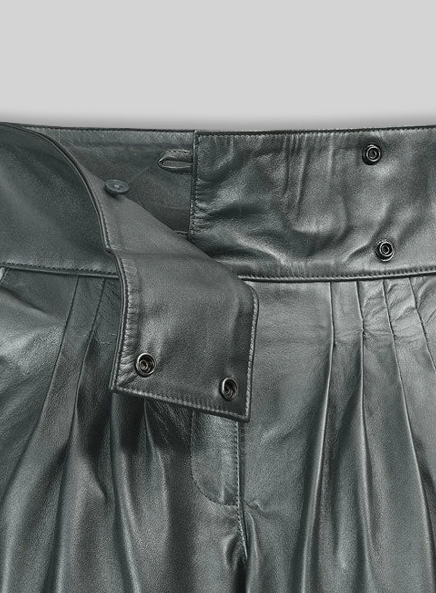 Metallic Lurex Gray Carey Mulligan Leather Pants - Image 4