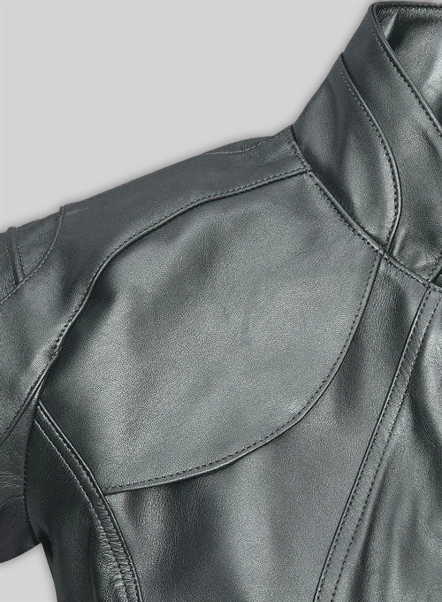 Metallic Lurex Gray Leather Jacket # 265 - Image 3