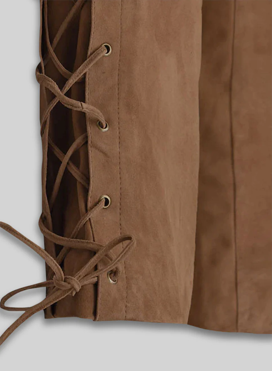 Oak Brown Suede Leather Pants #515 - Image 3