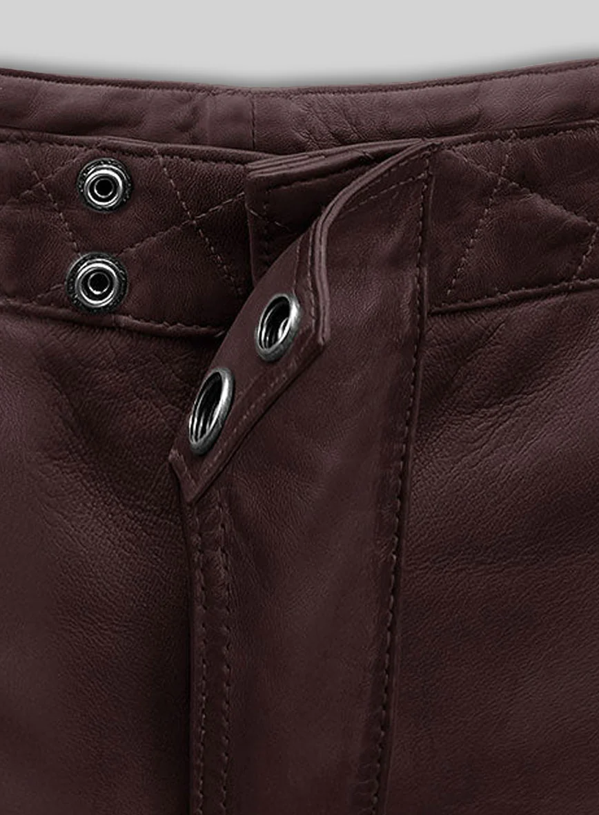 Outlaw Burnt Wine Leather Pants - Image 3