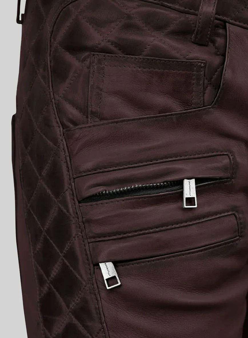 Outlaw Burnt Wine Leather Pants - Image 4