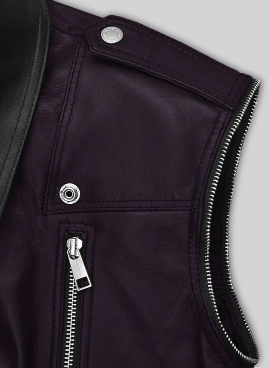 Purple Leather Vest # 336 - Image 4
