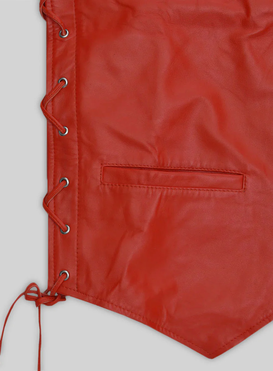 Red Leather Vest # 307 - Image 3