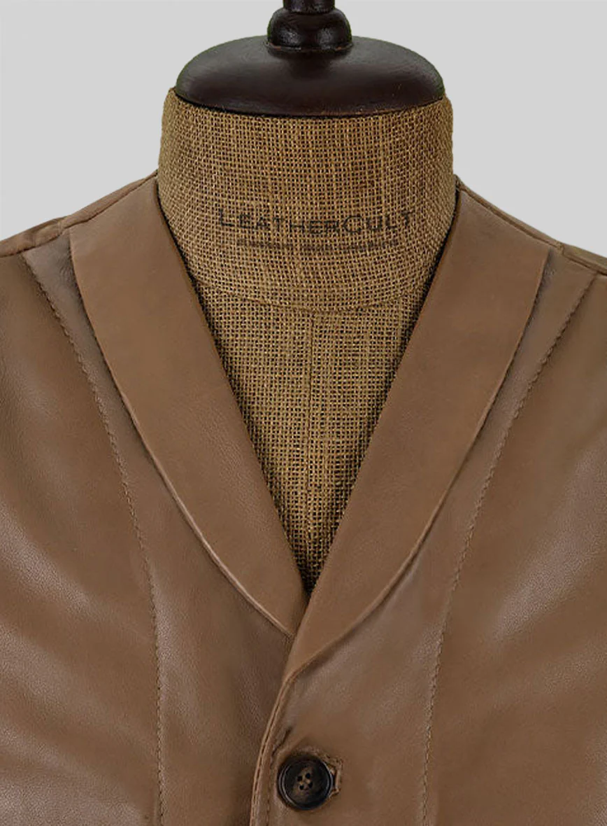 Shawl Lapel Leather Vest - Image 3