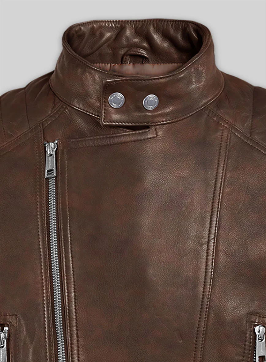 Shotgun Brown Moto Leather Jacket - Image 3