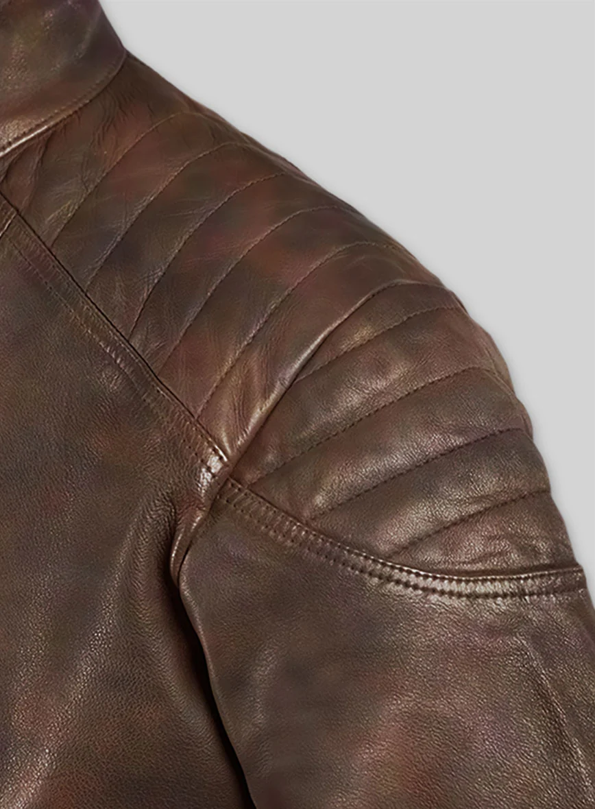 Shotgun Brown Moto Leather Jacket - Image 4