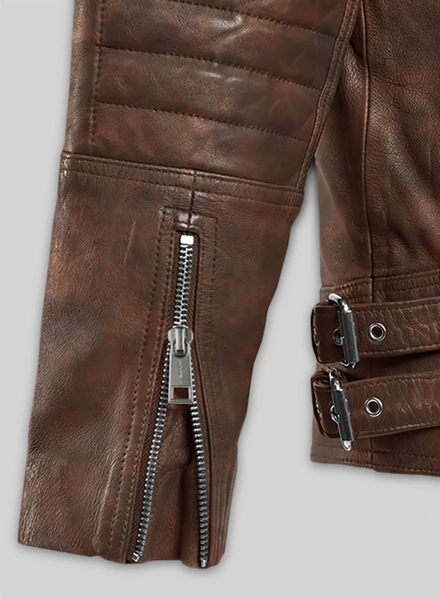Shotgun Brown Moto Leather Jacket - Image 5