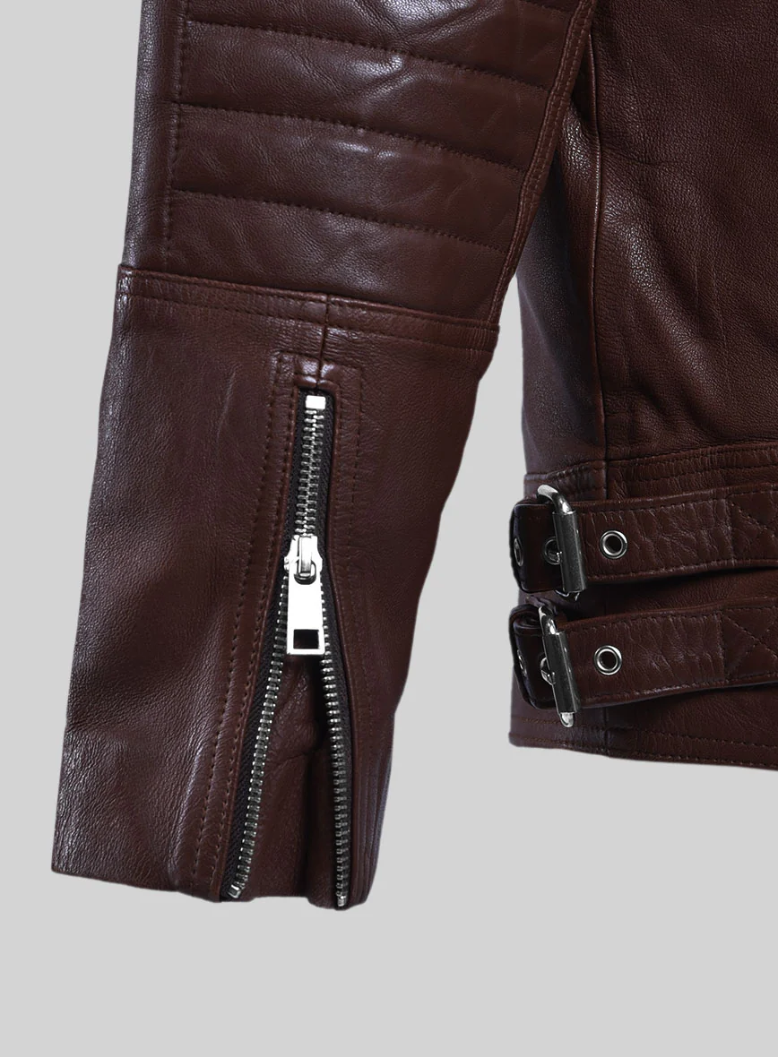 Shotgun Burgundy Moto Leather Jacket - Image 4