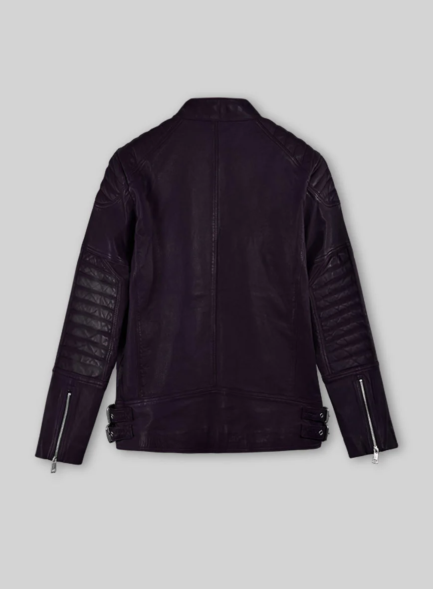 Shotgun Purple Moto Leather Jacket - Image 3