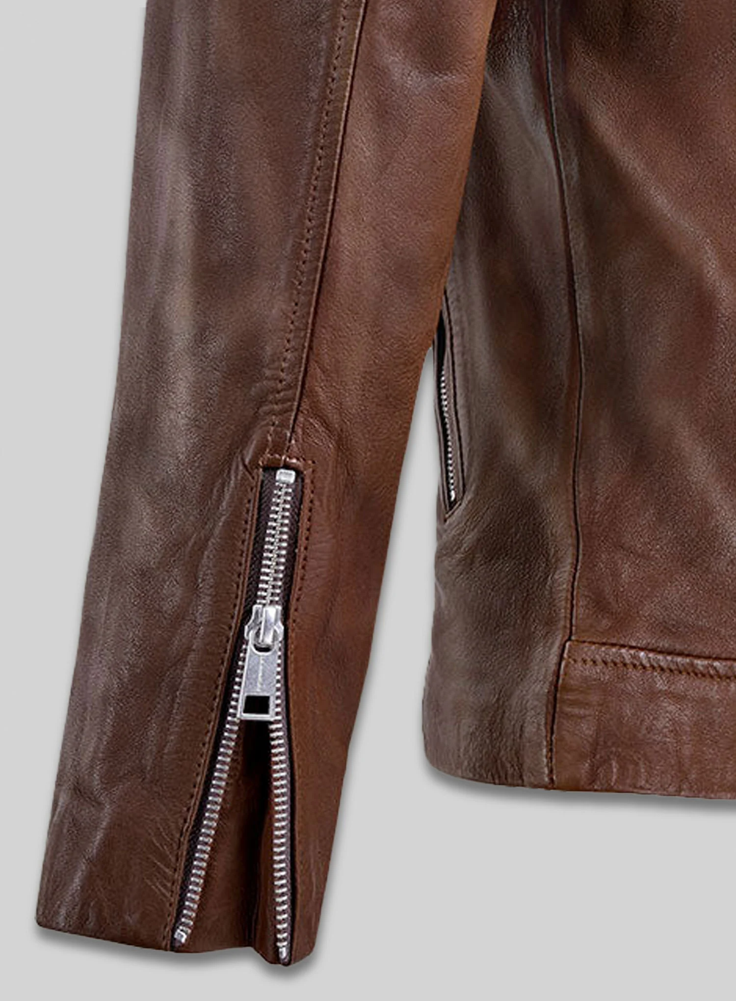 Shotgun Spanish Brown Moto Leather Jacket - Image 6
