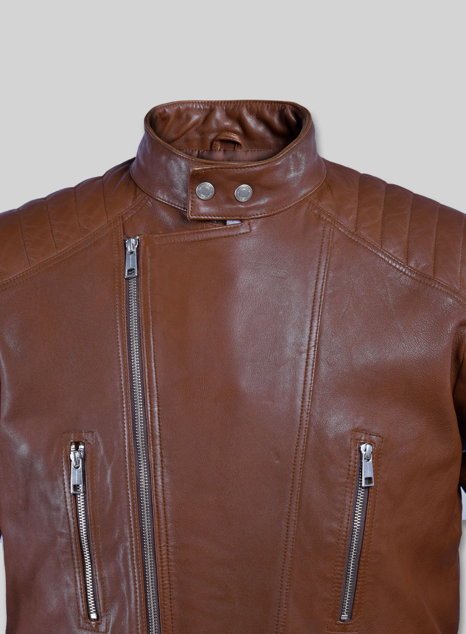 Shotgun Tan Moto Leather Jacket - Image 3