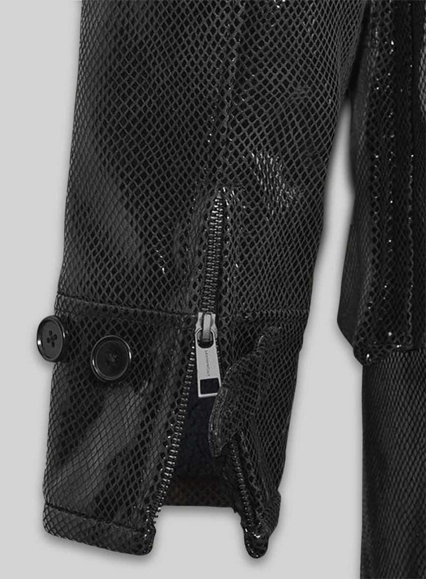 Snake Emboss Black Tom Hardy Dark Knight Leather Trench Coat - Image 3