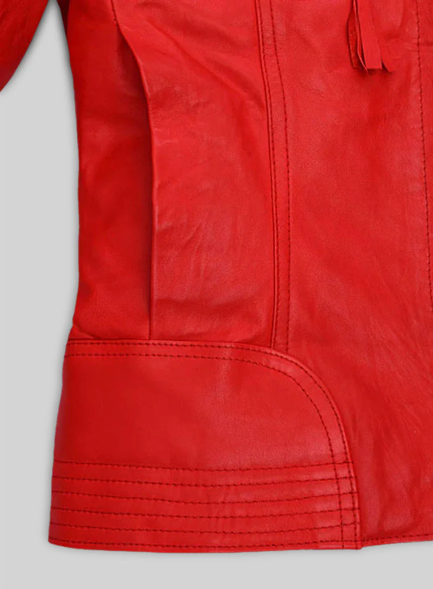 Soft Blood Red Washed and Wax Leather Jacket # 520 - Image 4