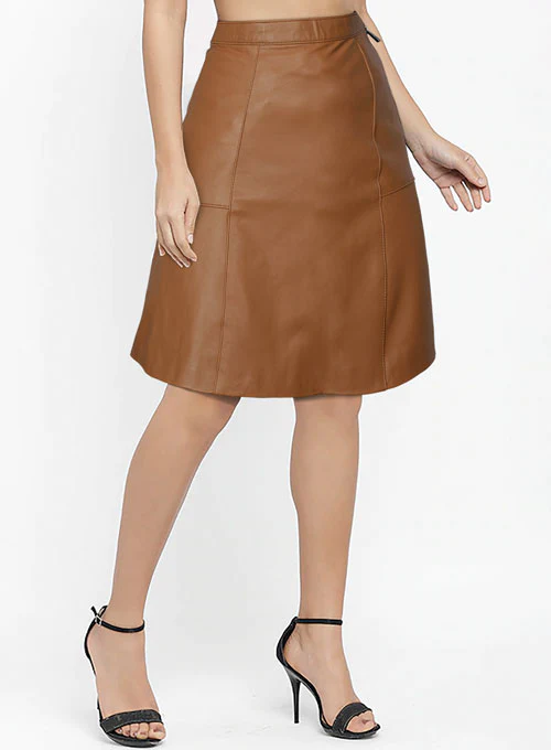 Soft Hunter Tan Diane Kruger Leather Skirt - Image 3