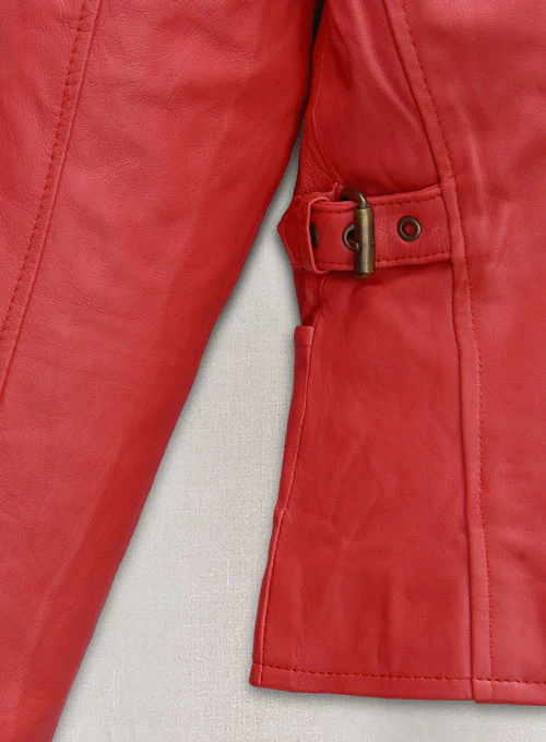 Soft Tango Red Washed Jennifer Lopez Gigli Leather Jacket - Image 4