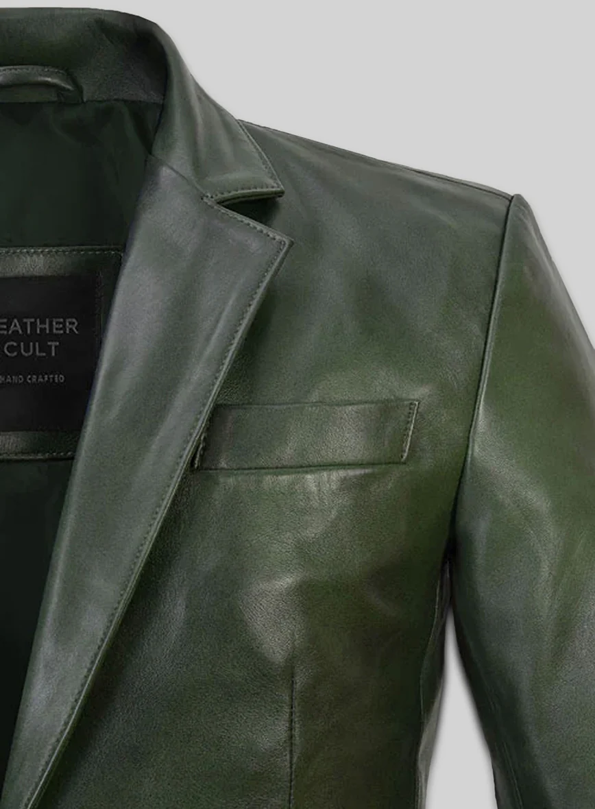 Spanish Green Leather Blazer - Image 3