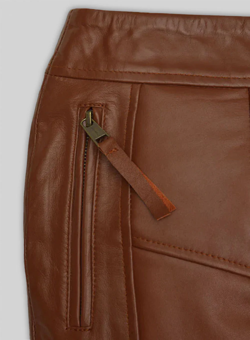 Tan Brown Vicious Leather Skirt # 483 - Image 3