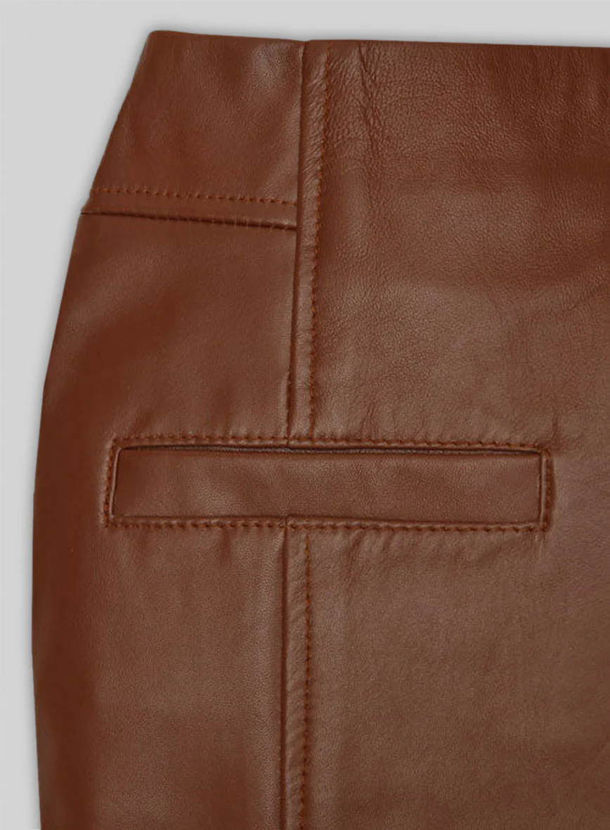 Tan Brown Vicious Leather Skirt # 483 - Image 4