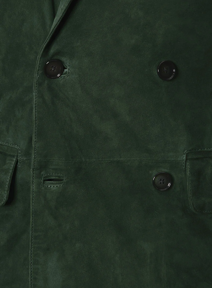 Timber Green Suede Double Breasted Blazer - Image 4