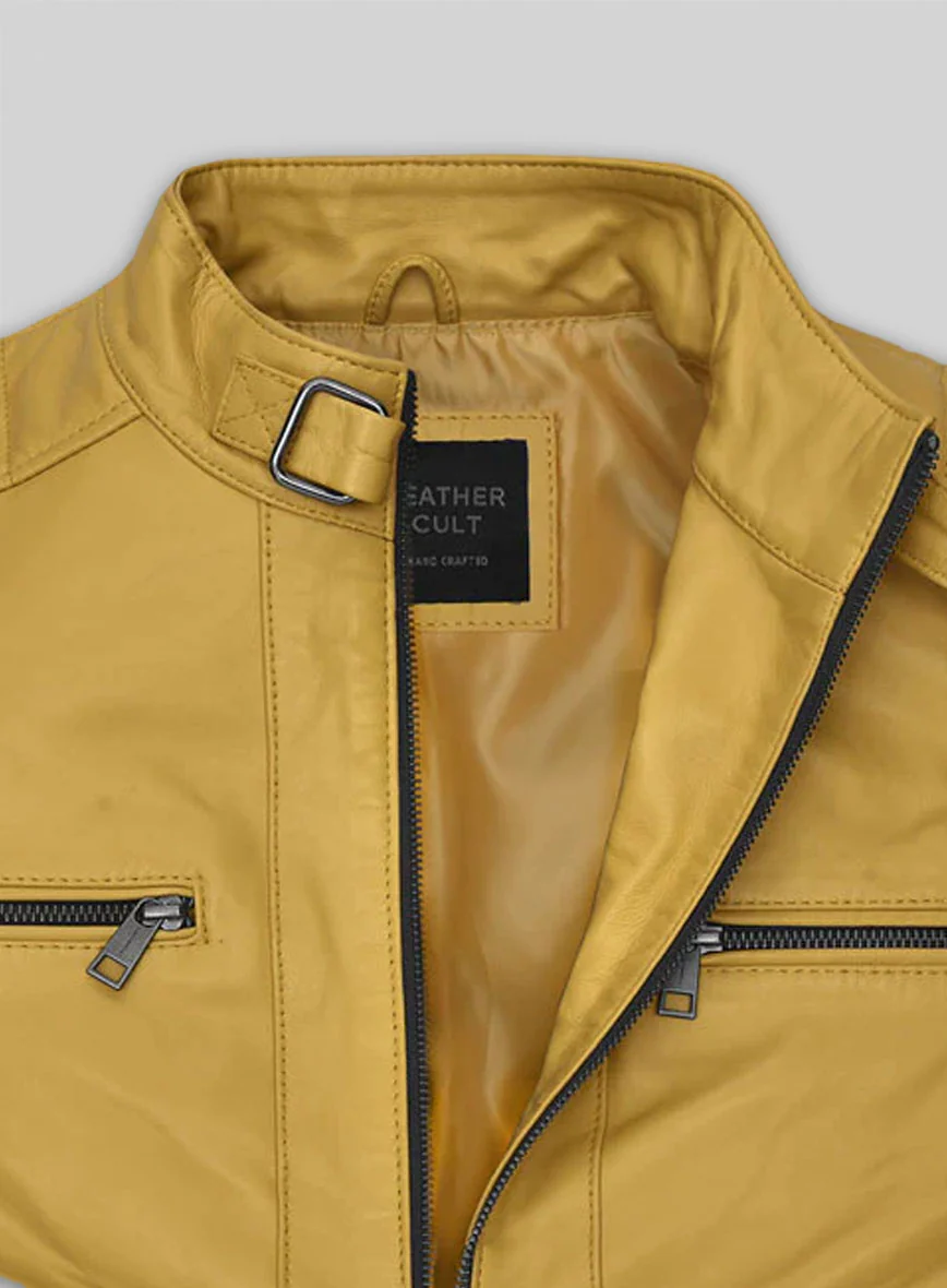 Yellow Andrew Tate Leather Jacket - Image 3