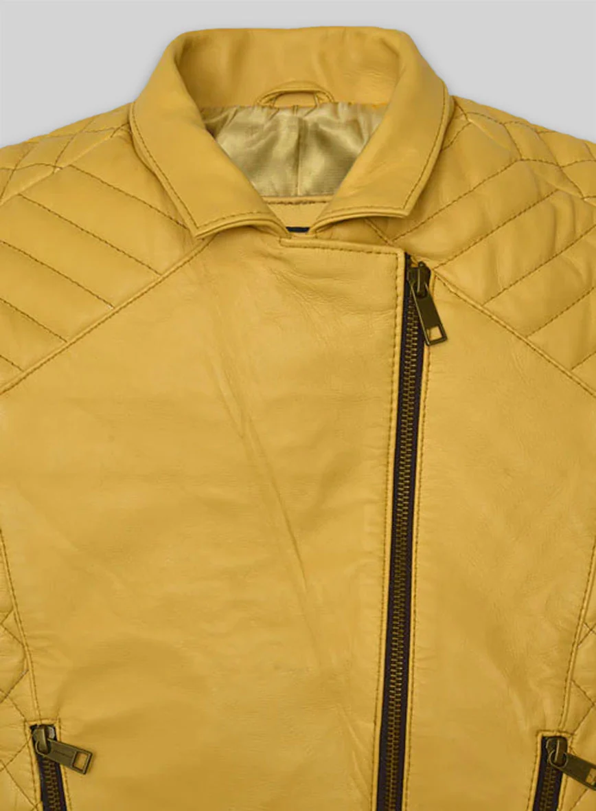 Yellow Leather Jacket # 242 - Image 3