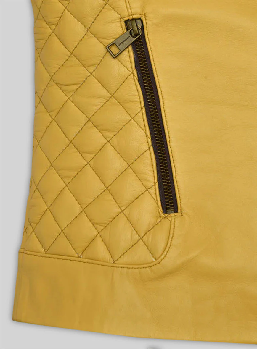 Yellow Leather Jacket # 242 - Image 4