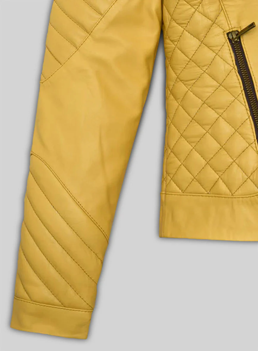 Yellow Leather Jacket # 242 - Image 5